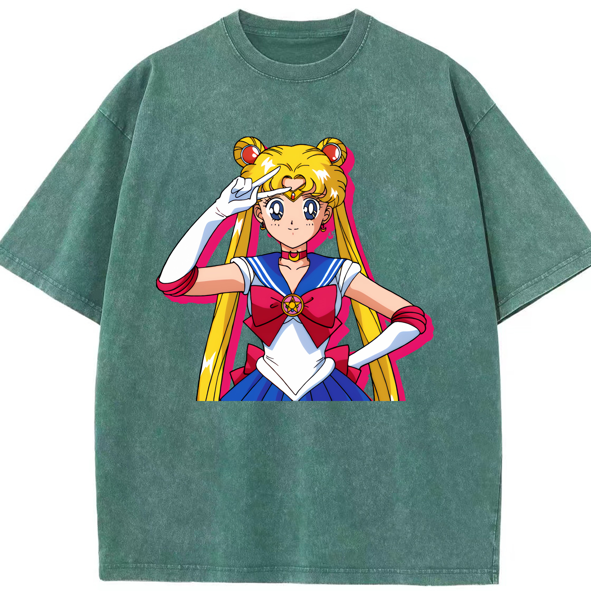 （画像用） 美少女戦士セーラームーン 月野 うさぎ つきの うさぎ Sailor Moon Tsukino Usagi 綿100% ヴィンテージ風 半袖Tシャツ（フロントプリント）
